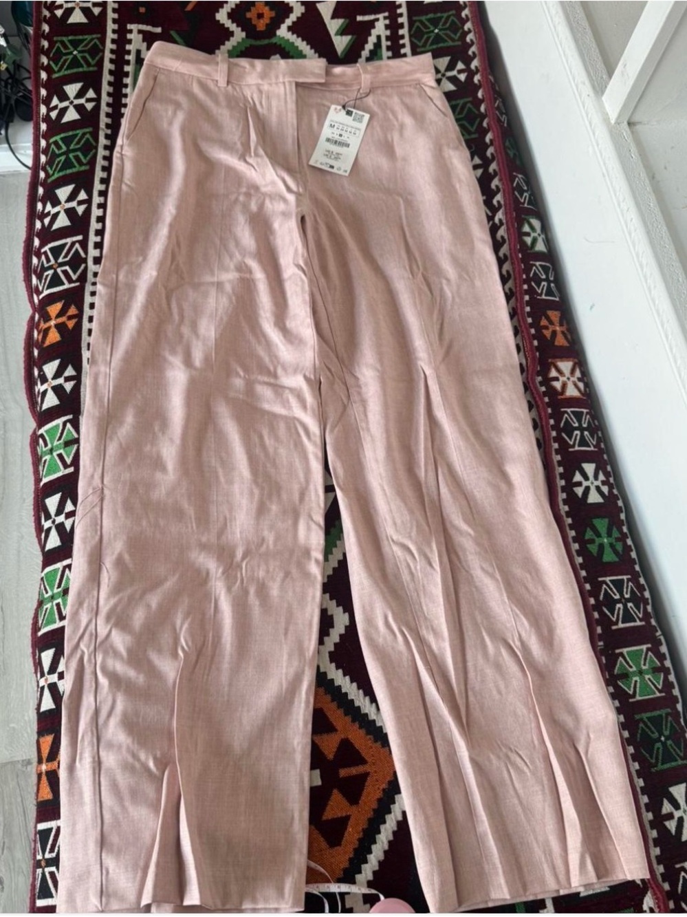 Zara Blush Pink Wide-Leg  Pants